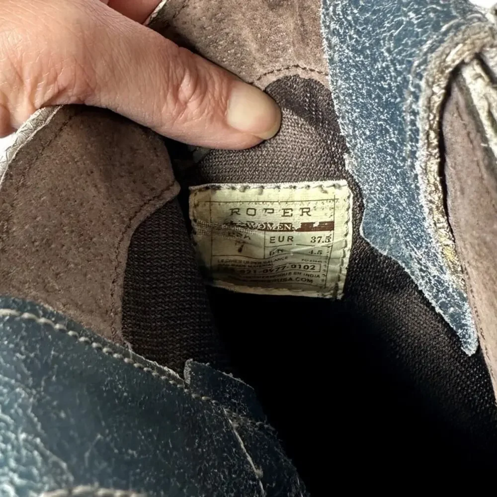 Roper Women’s American Flag Cowboy Boots Size 7 Leather Western Pull-On - Picture 8 of 8